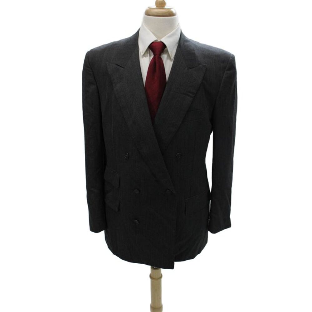 Dunhill Mens Wool Blazer Gray Buttoned Collared Solid Size 52